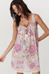 Multicolour Floral Print Fringed Tie U Neck Sleeveless Mini Dress